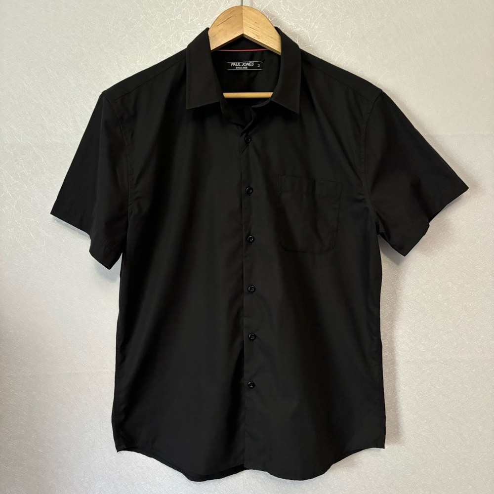 Paul Jones Black Short Sleeve Button Up Shirt Men's Medium